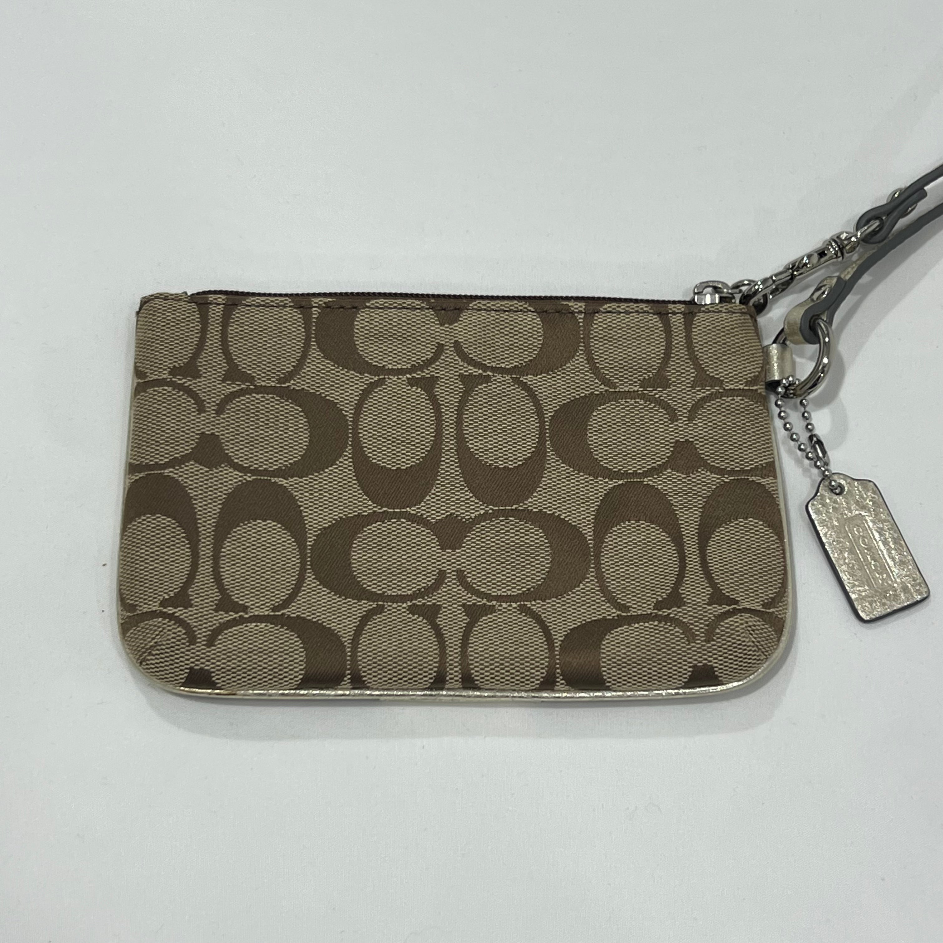 Coach Signature Jacquard Metallic Stripe Wristlet Wallet