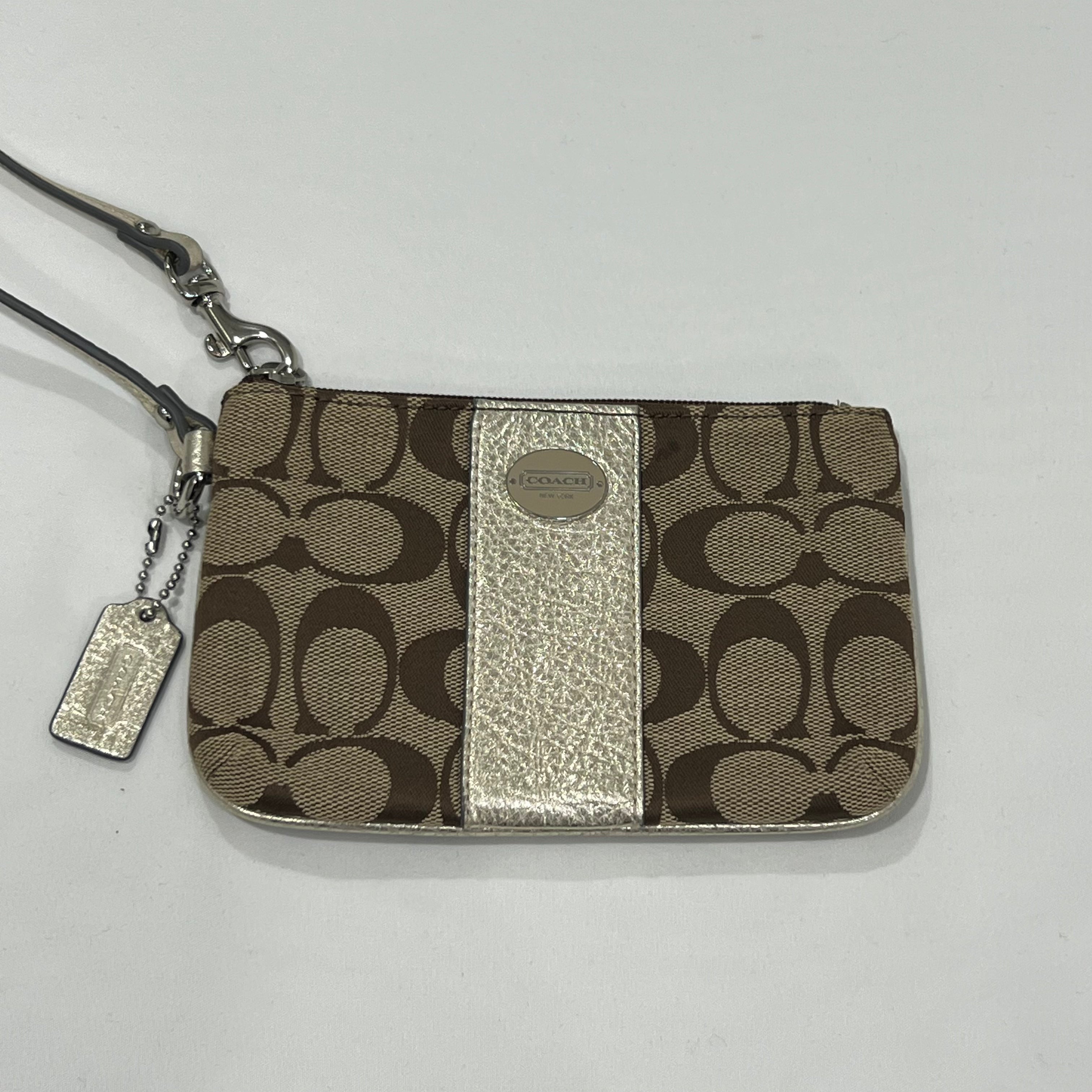 Coach Signature Jacquard Metallic Stripe Wristlet Wallet