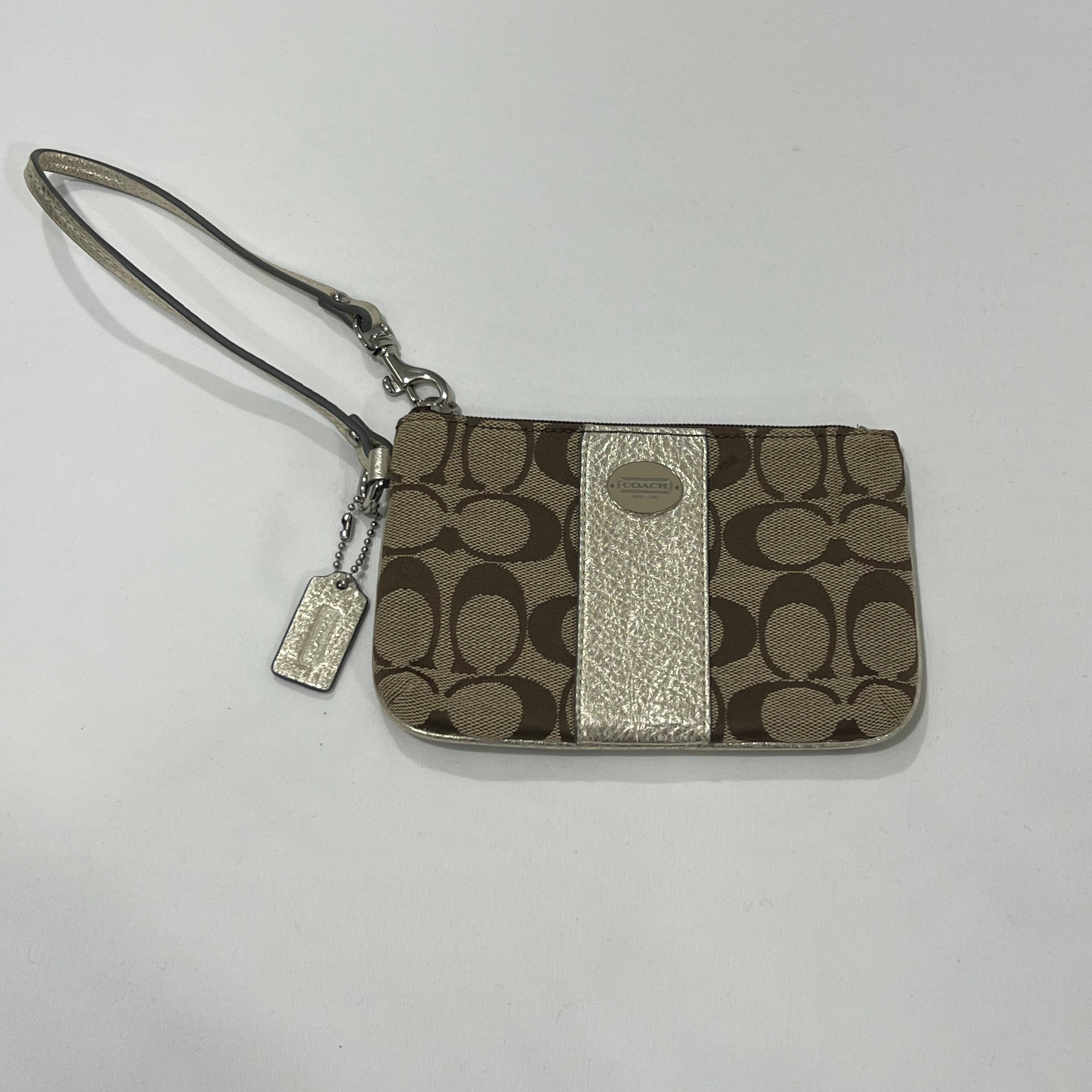 Coach Signature Jacquard Metallic Stripe Wristlet Wallet
