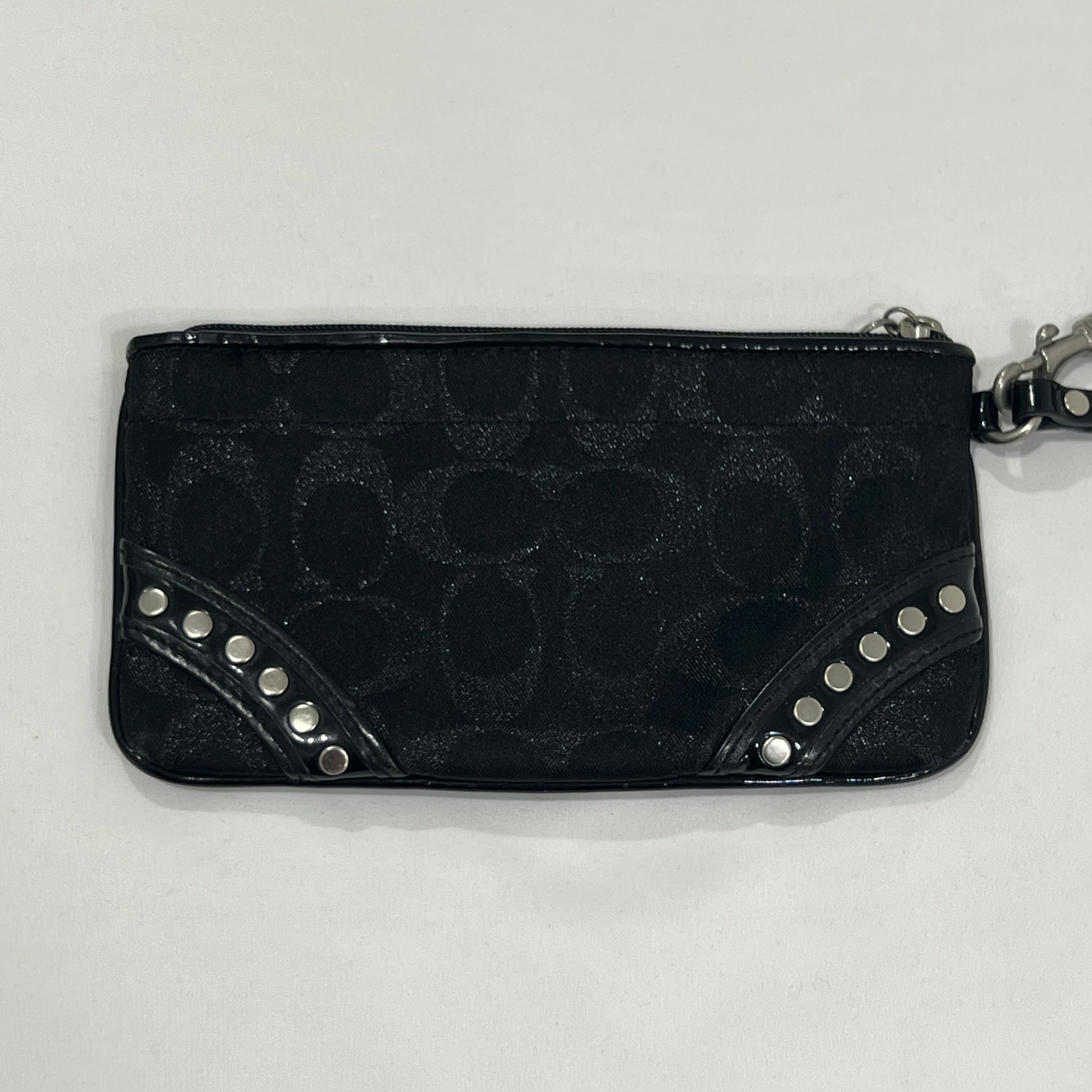 Coach Signature Studded Black Wristlet Wallet