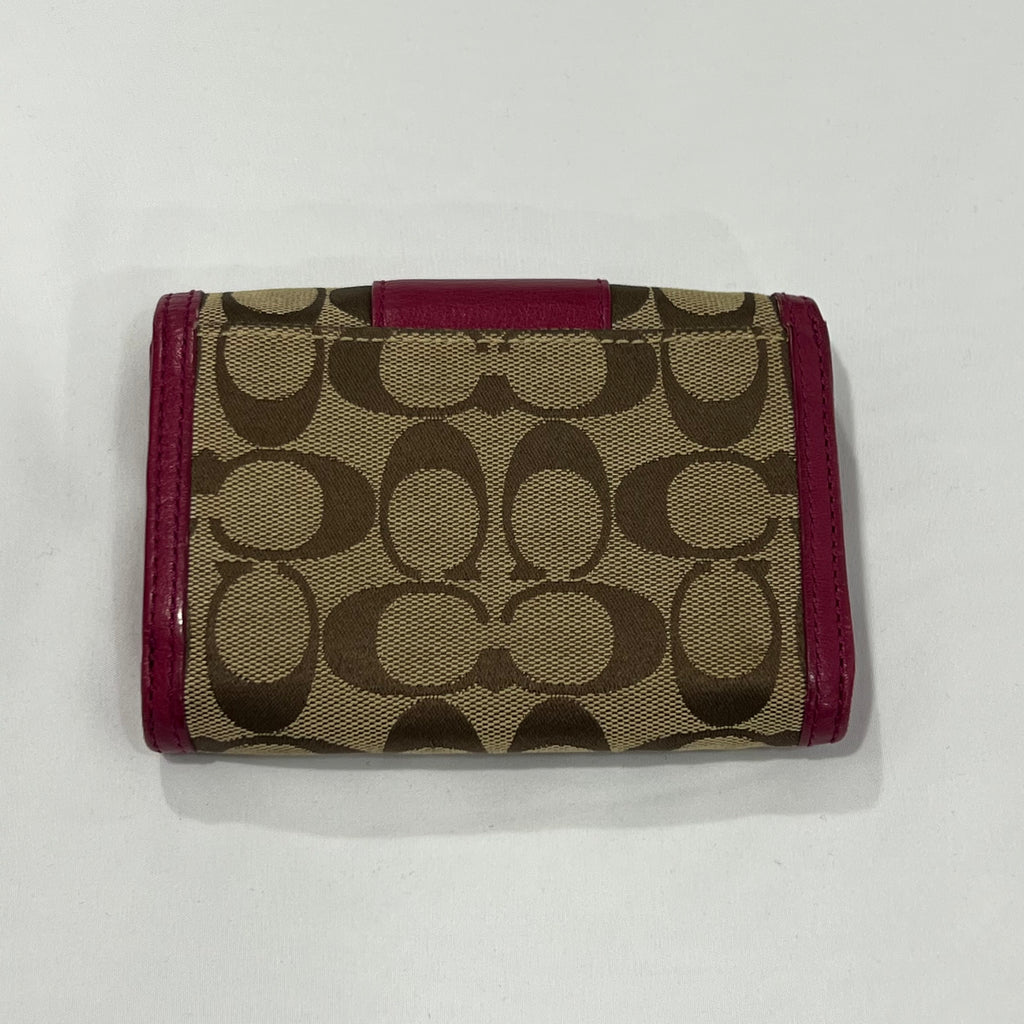 Coach Signature Brown And Pink Leather