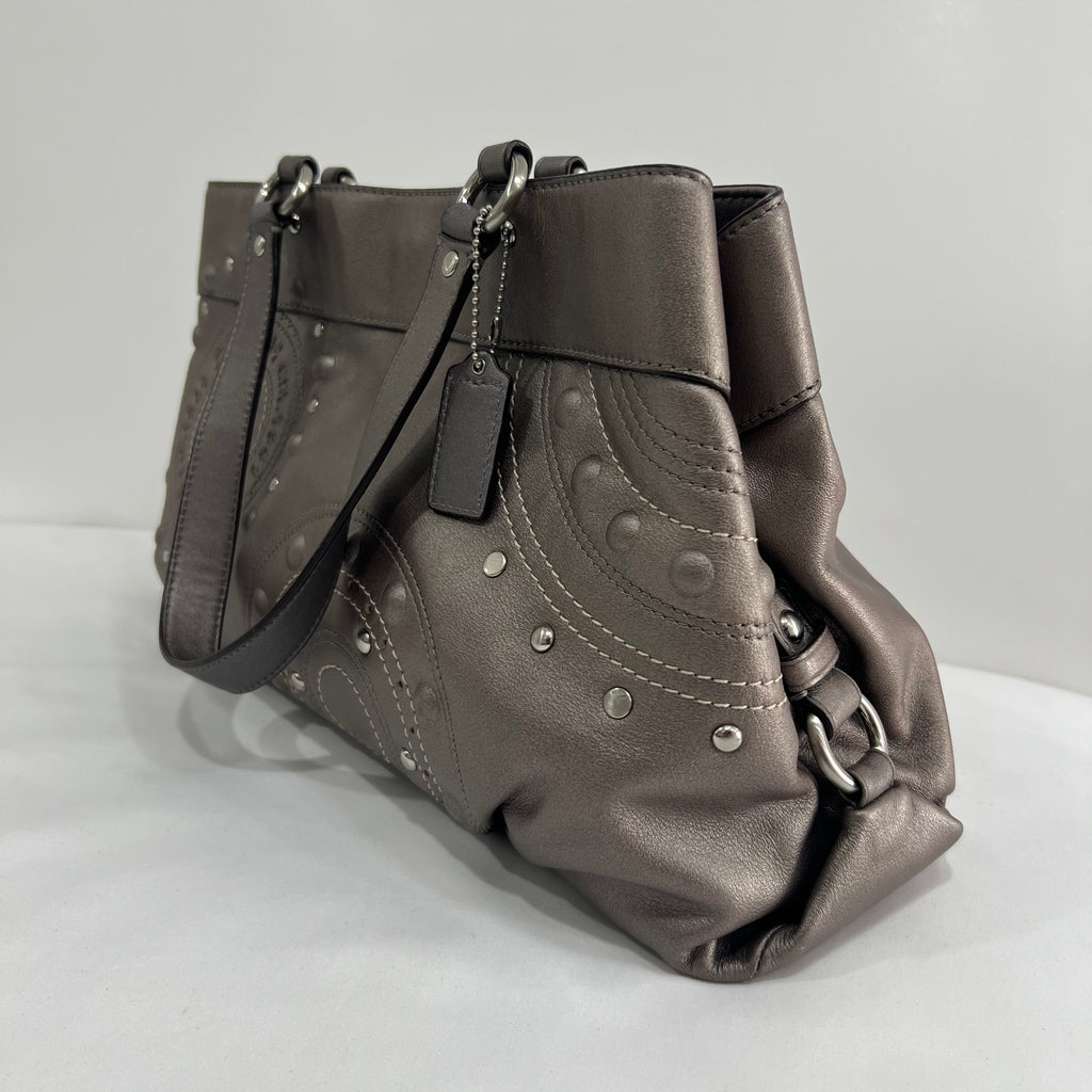 Coach Metallic And Studded Tote Bag